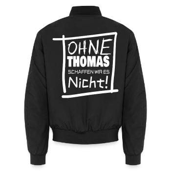 Vorname thomas - Unisex Bomberjacke - Schwarz - Hinten - AI Model Male 185 light (185cm)