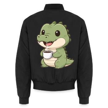 Krokodil mit Kaffee - Unisex Bomberjacke - Schwarz - Hinten - AI Model Male 185 light (185cm)