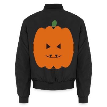 Kürbis Halloween Lächeln Design - Unisex Bomberjacke - Schwarz - Hinten - AI Model Male 185 light (185cm)