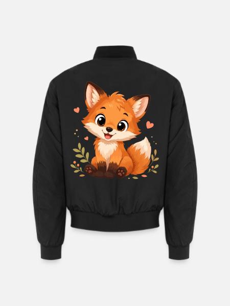 Süßer Kawaii Fuchs - Unisex Bomberjacke - Schwarz