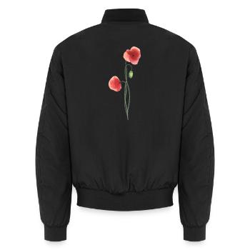 Flower: red poppy - Unisex Bomber Jacket - black - Back - AI Model Male 185 light (185cm)