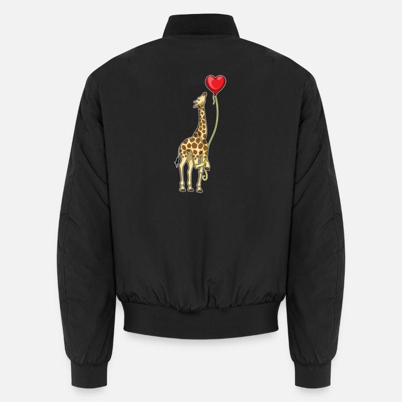Giraffe Herz Luftballon - Unisex Bomberjacke - Schwarz
