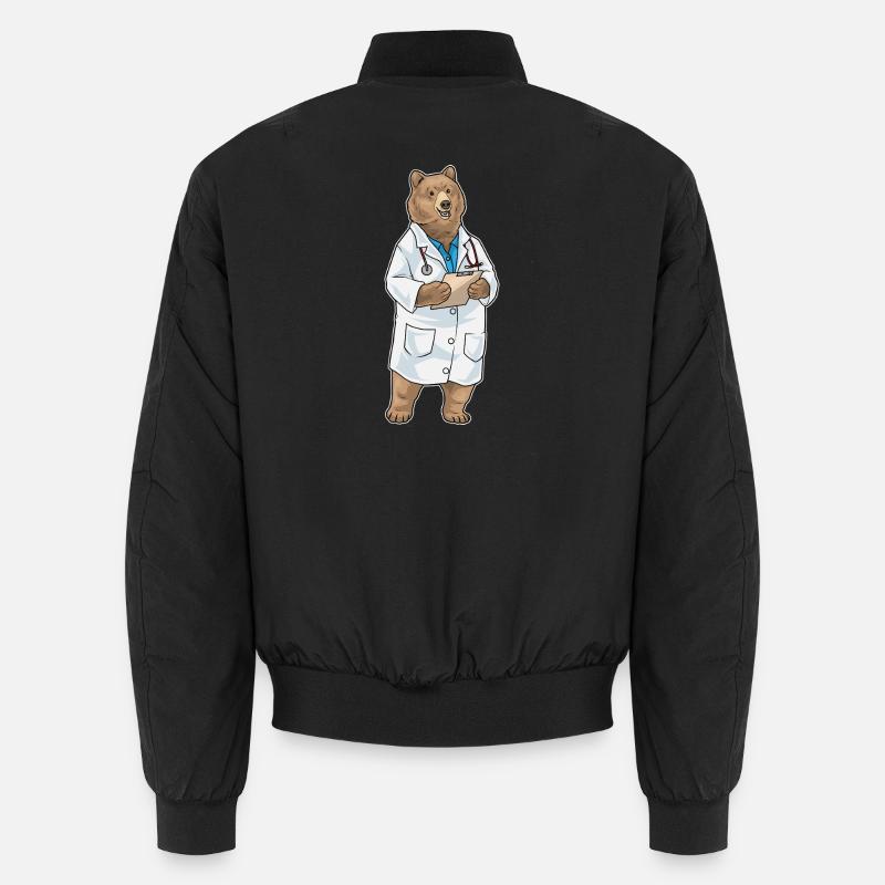 Bear Doctor Stethoscope Unisex Bomber Jacket