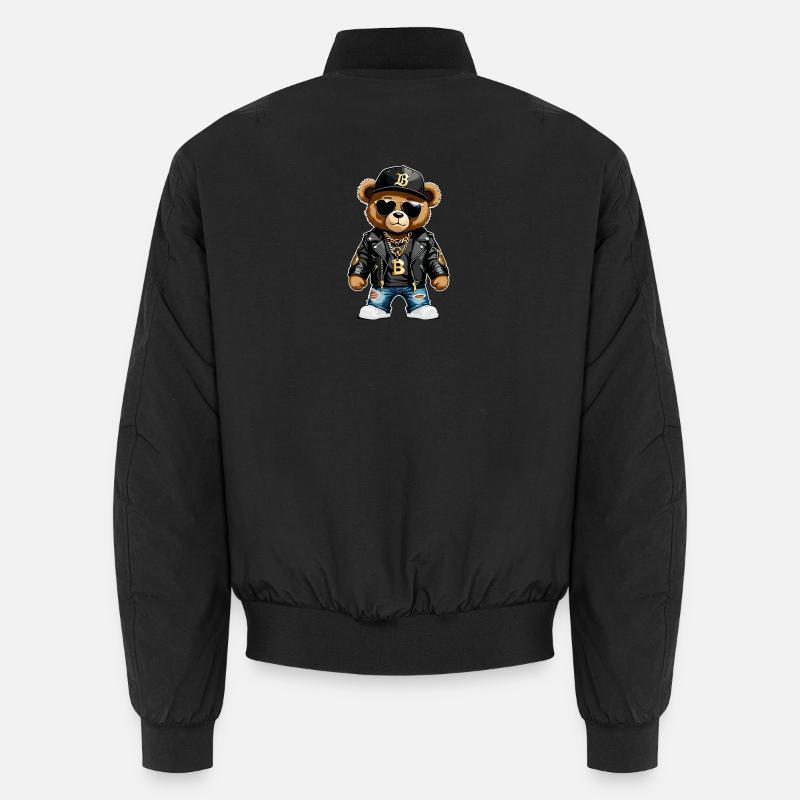Cooler Teddybär in Rapper Klamotten - Unisex Bomberjacke - Schwarz