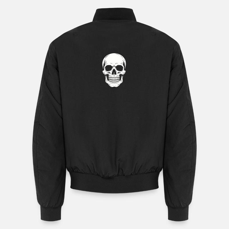 Minimalistischer schwarzer linearer Schädel Unisex Bomberjacke