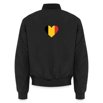 Cœur tricolore jaune et rouge - Bomber unisexe - noir - Dos - AI Model Male 185 light (185cm)