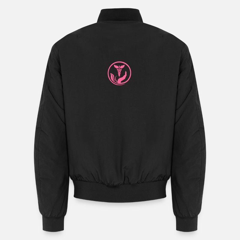 Wohlwollende Hand und Rosa Caduceus - Unisex Bomberjacke - Schwarz