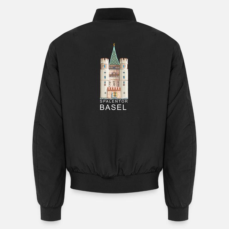 Basel, Spalentor, Switzerland - Unisex Bomber Jacket - black