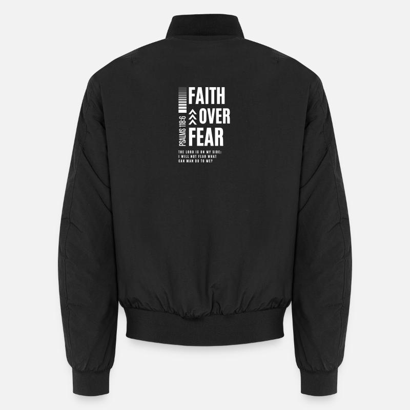 Glaube Über Angst – Psalm 118:6 Unisex Bomberjacke