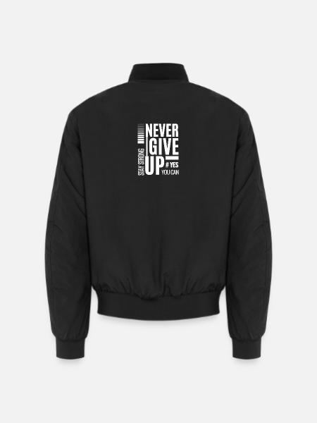 Gib niemals auf kühne Typografie - Unisex Bomberjacke - Schwarz