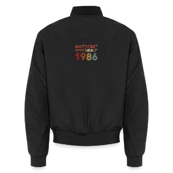 1986 Vintage-Retro-Geburtstagsgeschenk - Unisex Bomberjacke - Schwarz - Hinten - AI Model Male 185 light (185cm)