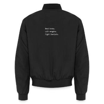 Read_books-_Lift_weights - Unisex Bomberjacke - Schwarz - Hinten - AI Model Male 185 light (185cm)