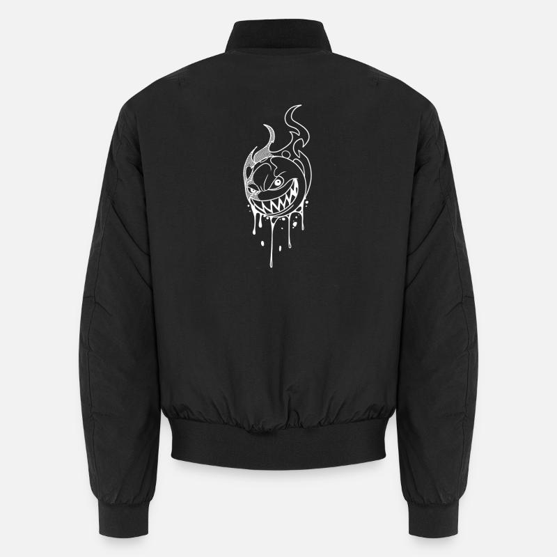 Flaming Demon Smile - Unisex Bomber Jacket - black