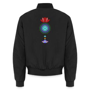 Blühender Mandala Hänger - Unisex Bomberjacke - Schwarz - Hinten - AI Model Male 185 light (185cm)