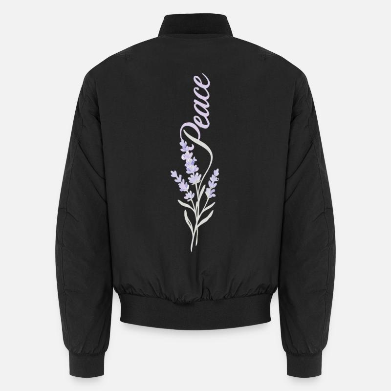 Peace Lavendel Blume - Unisex Bomberjacke - Schwarz