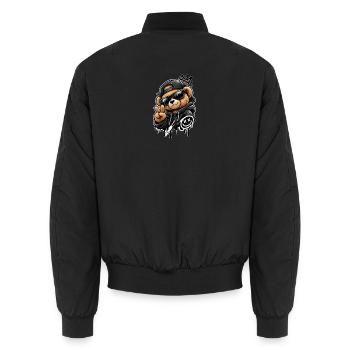 Graffiti Panda King Pullover Hoodie - Unisex Bomber Jacket - black - Back - AI Model Male 185 light (185cm)