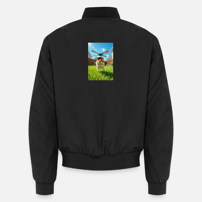 Hamsterpilot im Hubschrauber - Unisex Bomberjacke - Schwarz