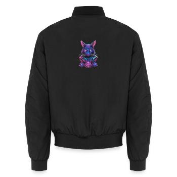 Cyber chat au design futuriste - Bomber unisexe - noir - Dos - AI Model Male 185 light (185cm)