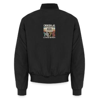 Original-Best-of-Kassette von 1975 - Unisex Bomberjacke - Schwarz - Hinten - AI Model Male 185 light (185cm)
