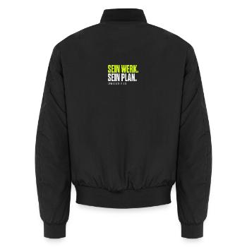 Sein Werk. Sein Plan. – Epheser 2,10 - Unisex Bomberjacke - Schwarz - Hinten - AI Model Male 185 light (185cm)
