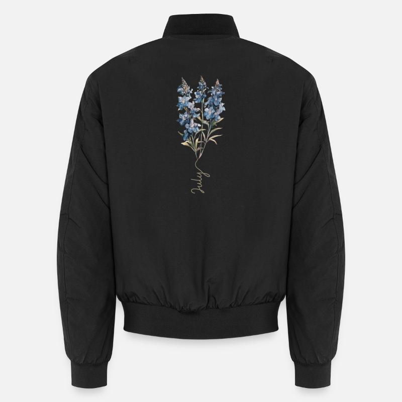 Blaues und weißes Blumendesign - Unisex Bomberjacke - Schwarz
