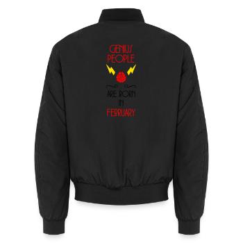 les génies naissent en Février - Anniversaire - Bomber unisexe - noir - Dos - AI Model Male 185 light (185cm)