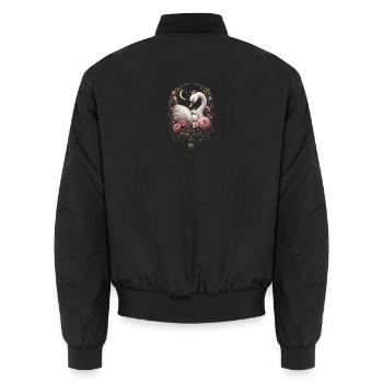 Cygne Maman Floral Doré - Mother's Day - Bomber unisexe - noir - Dos - AI Model Male 185 light (185cm)