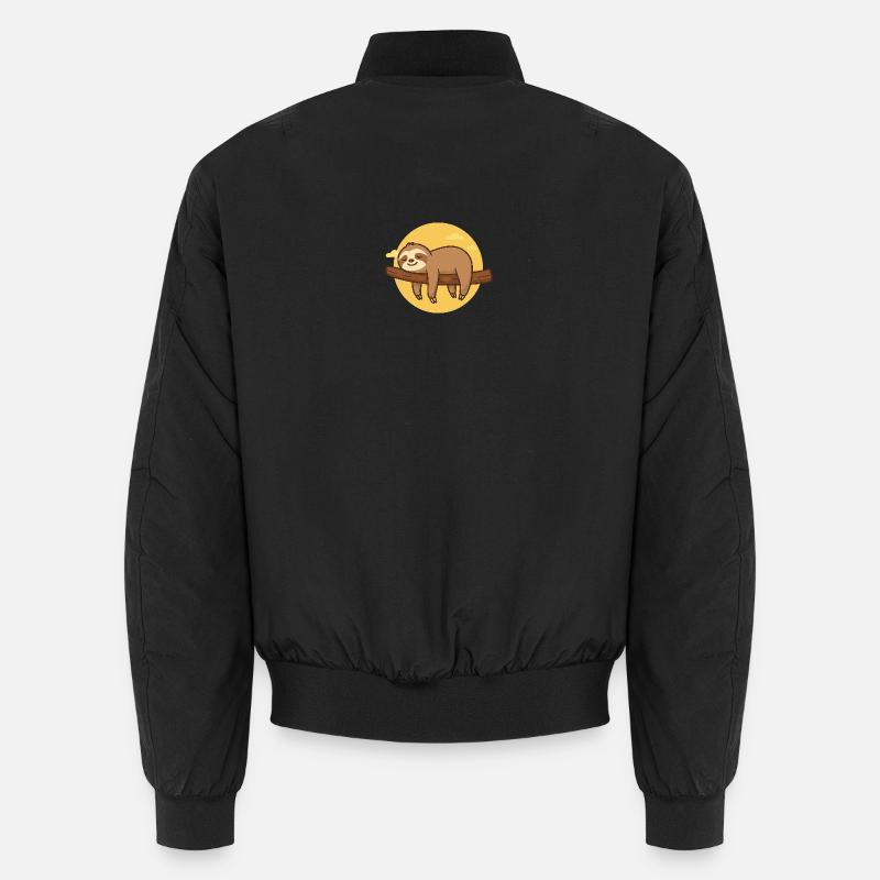 Sloth on tree - Unisex Bomber Jacket - black
