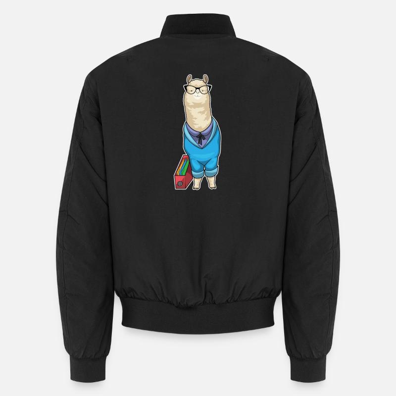 Alpaca Secretary Folder Office - Unisex Bomber Jacket - black