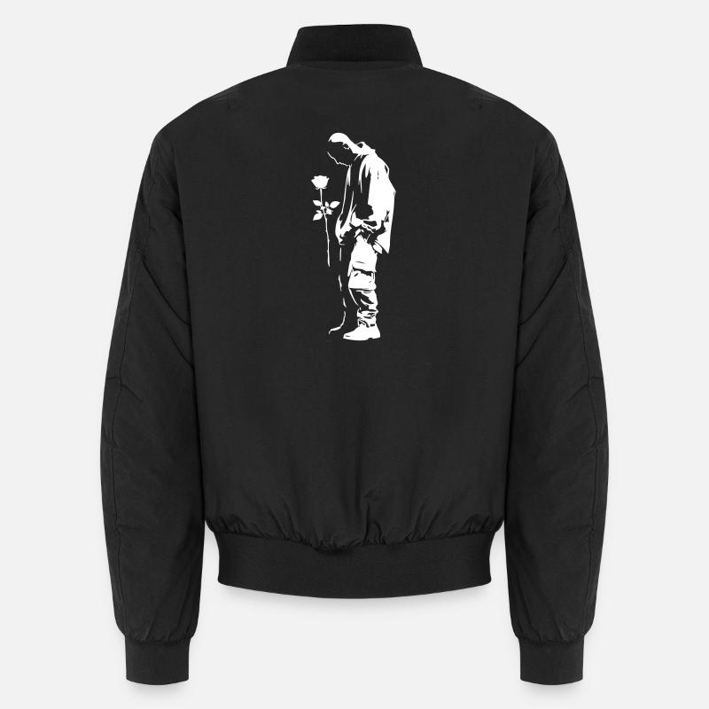 Silhouette d’art de rue avec rose Bomber unisexe