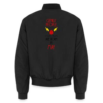 Genies are born in May - Birth Gift - Unisex Bomber Jacket - black - Back - AI Model Male 185 light (185cm)