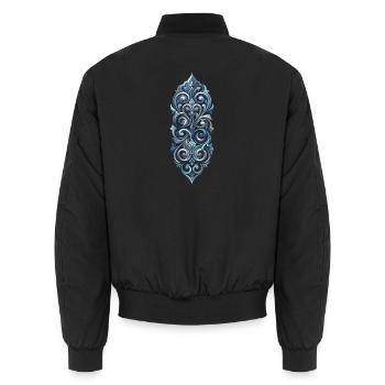 Barockes elegantes blaues Ornament - Unisex Bomberjacke - Schwarz - Hinten - AI Model Male 185 light (185cm)