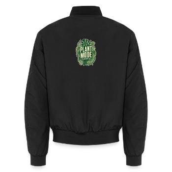 Plant Mode Always On – Monstera Design - Unisex Bomberjacke - Schwarz - Hinten - AI Model Male 185 light (185cm)