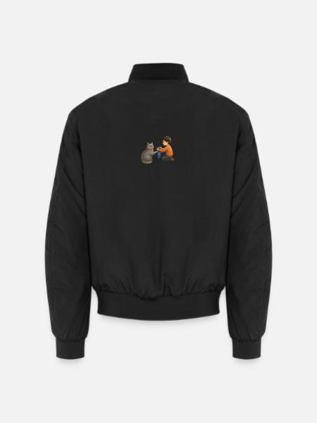 Teodoro y la bufanda azul | Junge und Katze - Unisex Bomberjacke - Schwarz