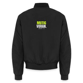 Mutig voran – Josua 1,9 - Unisex Bomberjacke - Schwarz - Hinten - AI Model Male 185 light (185cm)