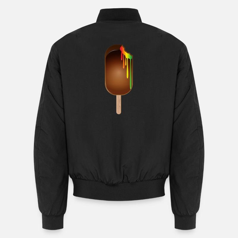 Schokoladen-Eis am Stiel mit Regenbogenfüllung Unisex Bomberjacke