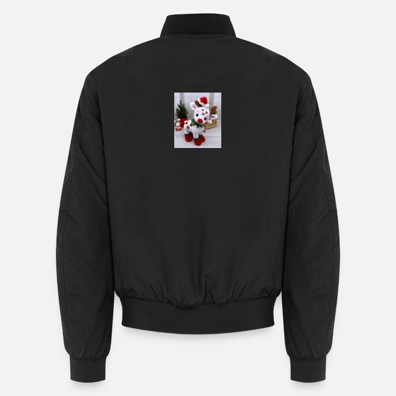 Gestricktes Weihnachtsrentier - Unisex Bomberjacke - Schwarz