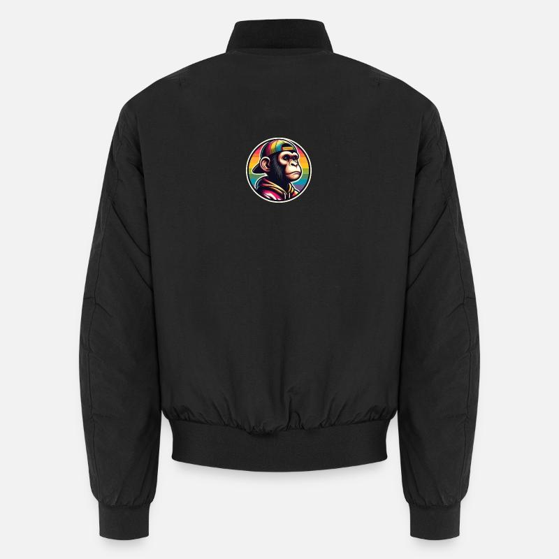 Monkey Hoodie Cap Rainbow Unisex Bomber Jacket