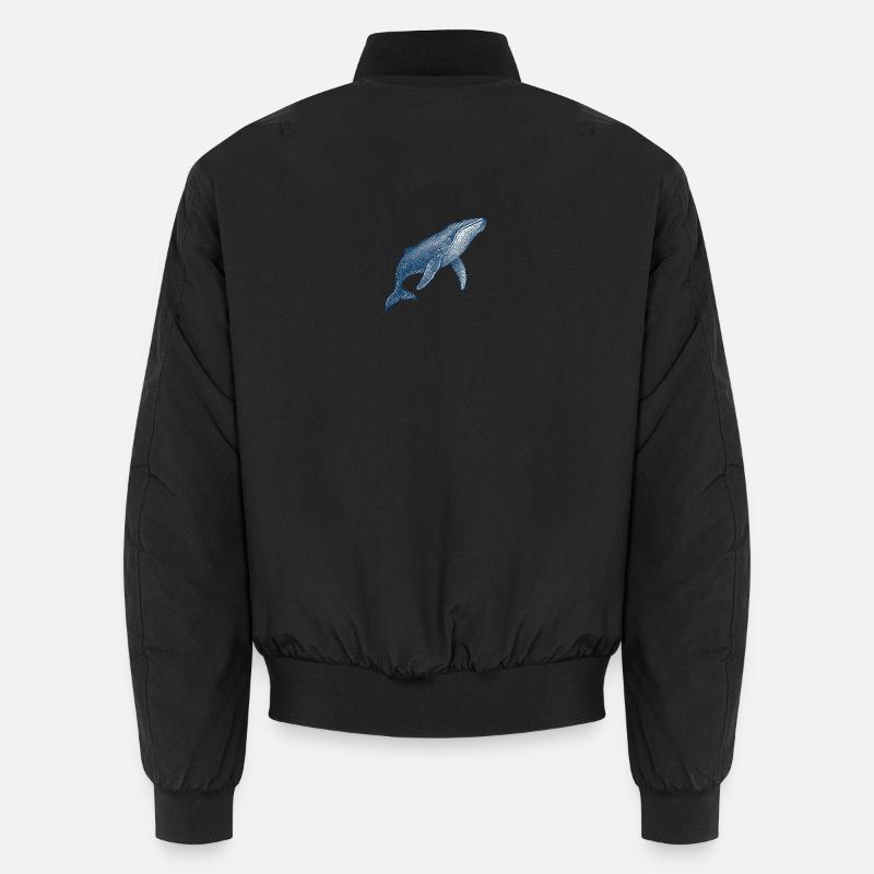 Stilisierte Blauwal-Illustration - Unisex Bomberjacke - Schwarz