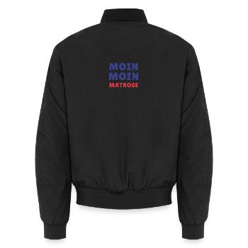 Moin Moin Sailor Typo Design - Unisex Bomber Jacket - black - Back - AI Model Male 185 light (185cm)