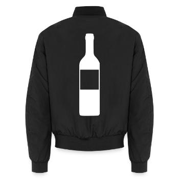 Weinflasche personalisierbar Wein Geschenk Textur - Unisex Bomberjacke - Schwarz - Hinten - AI Model Male 185 light (185cm)