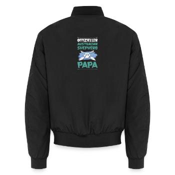 australischer shäferhund hunde papa - Unisex Bomberjacke - Schwarz - Hinten - AI Model Male 185 light (185cm)