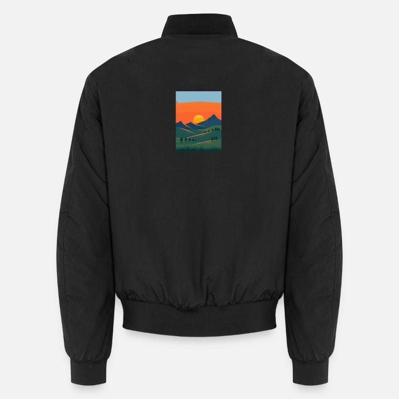 Evening mountain landscape change - Unisex Bomber Jacket - black