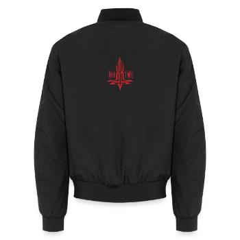 REDTWO CROSS - Unisex Bomber Jacket - black - Back - AI Model Male 185 light (185cm)