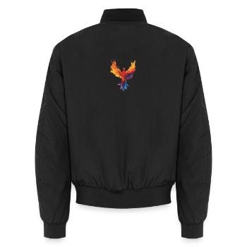 Fiery_Watercolor_Phoenix_Rebirth_Strength - Unisex Bomber Jacket - black - Back - AI Model Male 185 light (185cm)