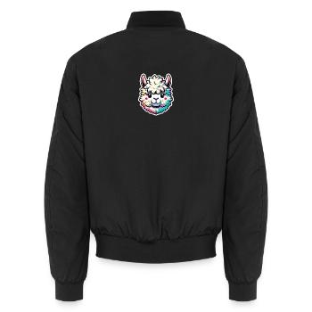 Alpaca Head Colorful - Unisex Bomber Jacket - black - Back - AI Model Male 185 light (185cm)