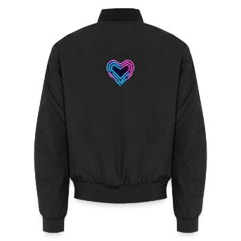 Futuristisches Neon-Herz | Cyber Heart Love Design - Unisex Bomberjacke - Schwarz - Hinten - AI Model Male 185 light (185cm)