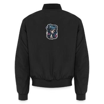 Tatouage fille tête de mort impression - Bomber unisexe - noir - Dos - AI Model Male 185 light (185cm)
