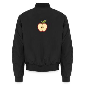 Geteilter Apfel mit Kernen - Unisex Bomberjacke - Schwarz - Hinten - AI Model Male 185 light (185cm)