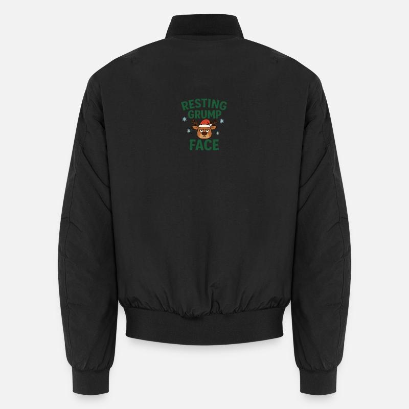 Resting Grump Face Rentier mit Mütze Unisex Bomberjacke